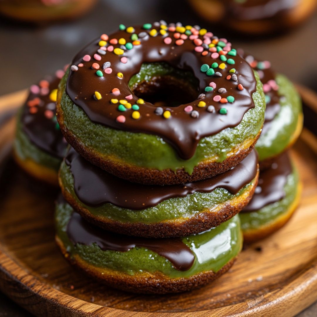 Donuts au Matcha avec Glaçage au Chocolat : Un Dessert Léger et Savoureux
