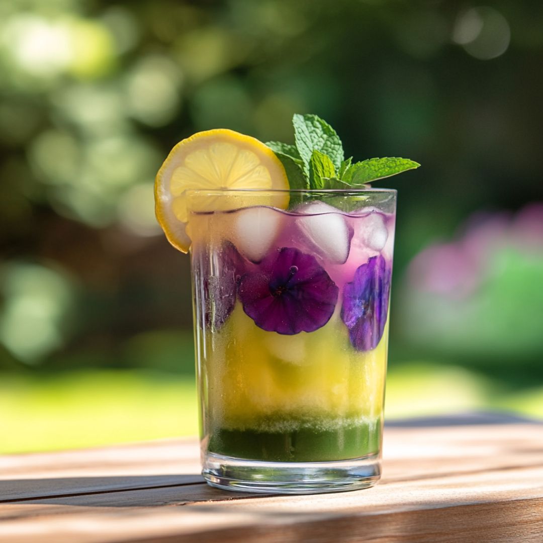 Limonade au Matcha et à la Fleur de Pois Papillon : Une Boisson Fraîche et Colorée Image