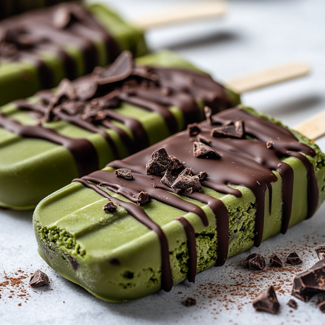 Popsicles au Matcha enrobés de chocolat : Une douceur estivale à déguster Image