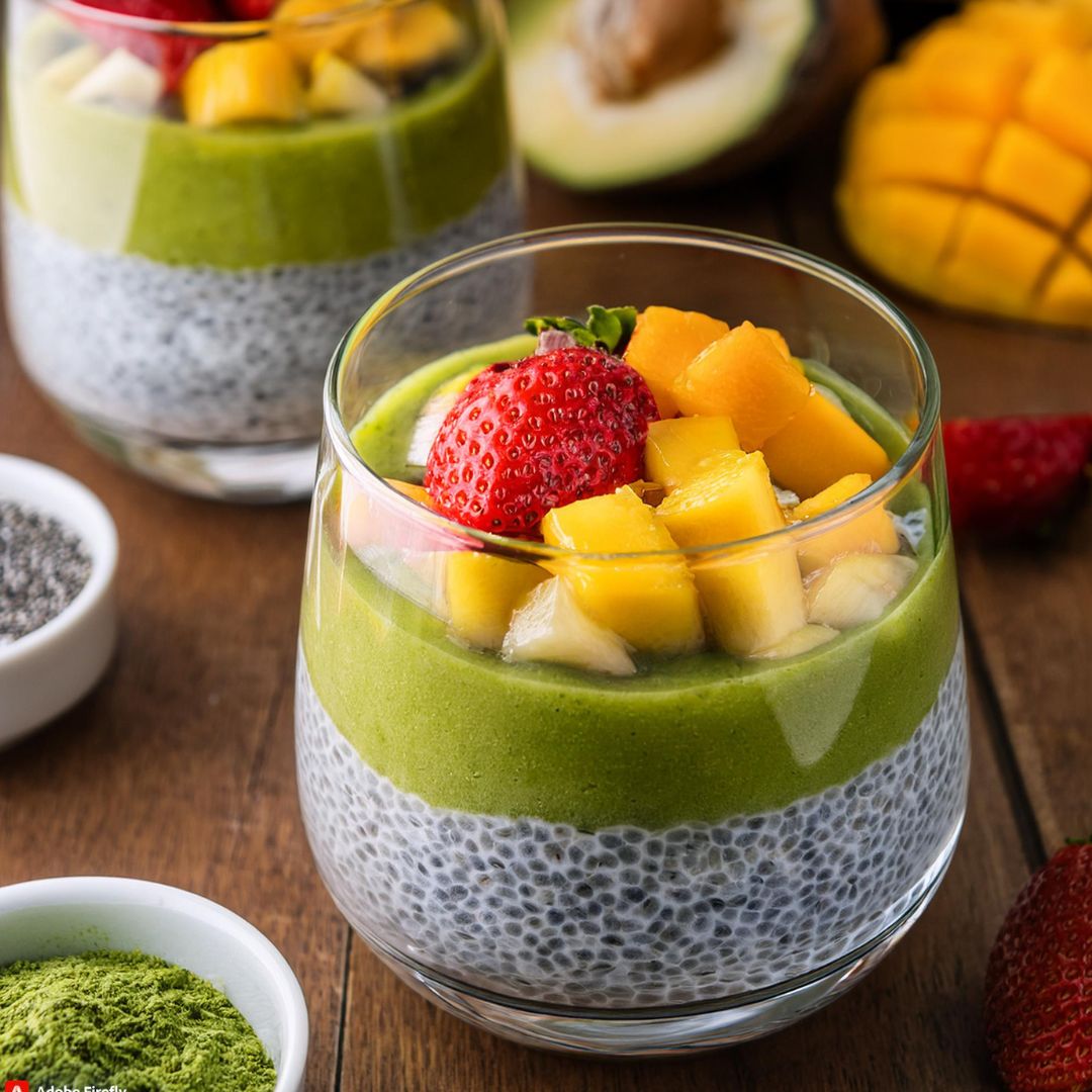 Pudding de Chia au Matcha et Fruits Frais Image