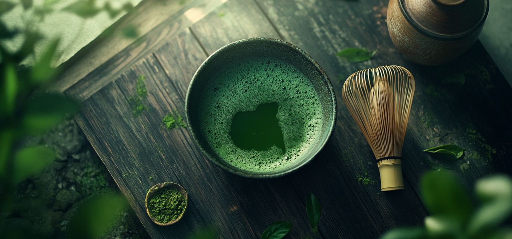 bol et fouet de matcha ceremonial