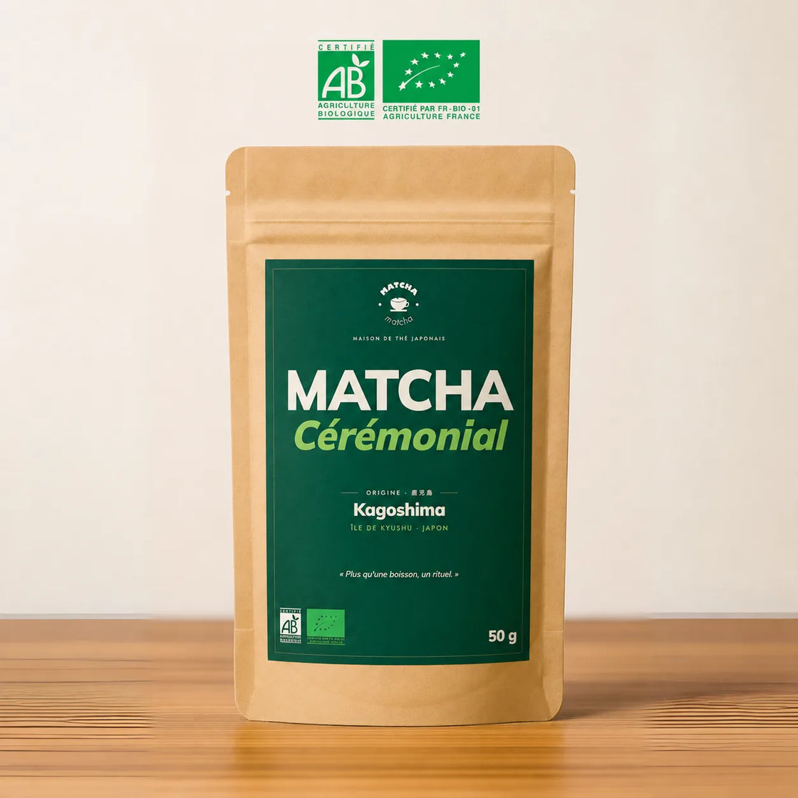 Busta di Matcha Cerimoniale Bio del Giappone, matcha biologico in polvere molito a pietra